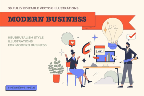 Neubrutalism style - 39 Illustrations Bundle. Elevate Your Brand