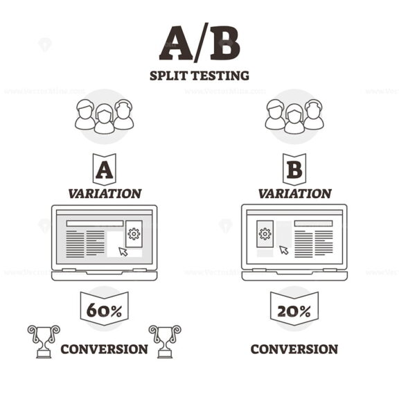 AB split testing vector illustration