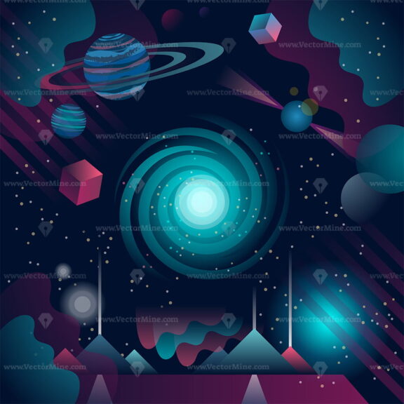 FREE Vector illustration of futuristic and abstract cosmos