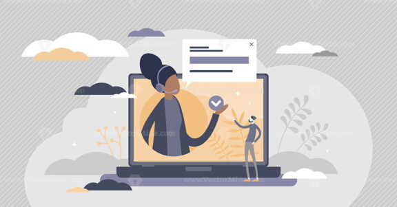 Advice as support answer with successful solution flat tiny persons concept
