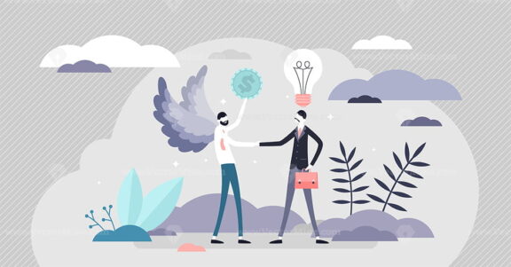 Angel money investor in business vector illustration tiny persons concept