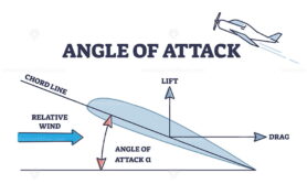 Angle of attack as aerodynamic physical force explanation outline diagram