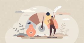 BMI body mass index measurement with normal weight result tiny person concept
