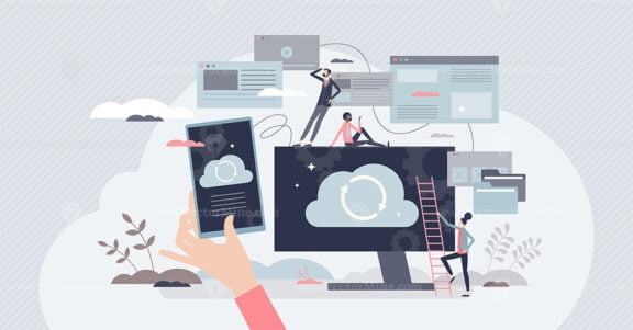 Backup system with cloud data storage for safe recovery tiny person concept