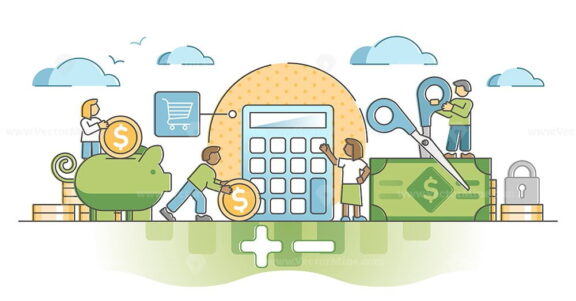 Budget planning as financial money strategy in economics outline concept