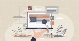 Building e-commerce and online store layout planning tiny person concept