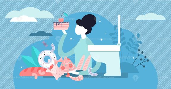 Bulimia vector illustration