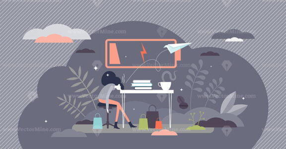 Burnout female vector illustration