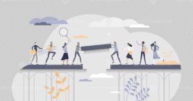 Business cooperation as joint venture partnership project tiny person concept