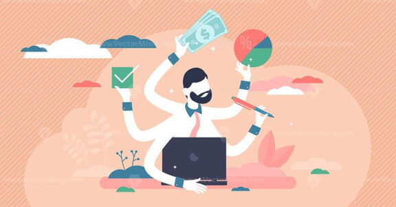 Busy entrepreneur vector illustration
