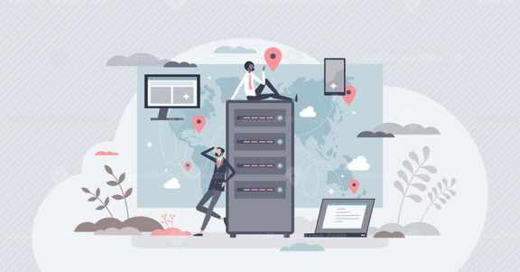 CDN content delivery network as information distribution tiny person concept