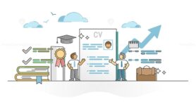 CV curriculum vitae resume about candidate education, career outline concept