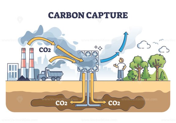 Carbon capture system as CO2 gas reduction with filtration outline diagram