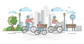 City cycling activity as urban active transportation ride outline concept