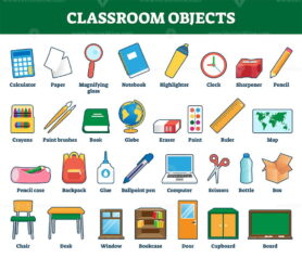 Classroom objects vector illustration