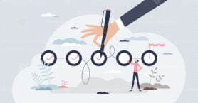 Completing project and effective task management plan tiny person concept