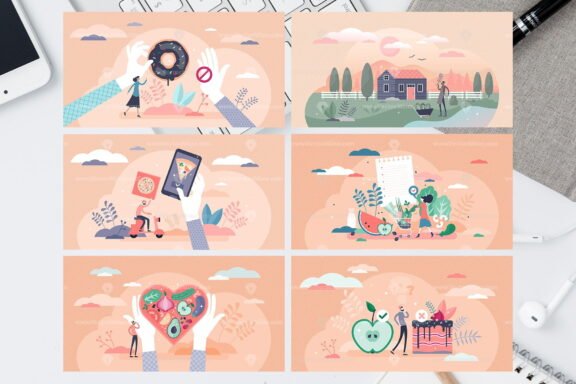 48 Healthy Diet Vector Illustrations Bundle V2 - Image 8