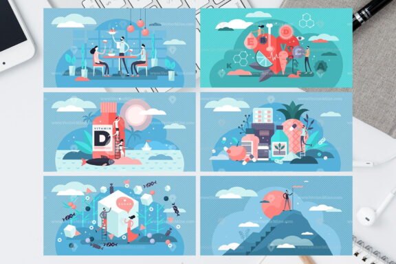 48 Healthy Diet Vector Illustrations Bundle - Image 9