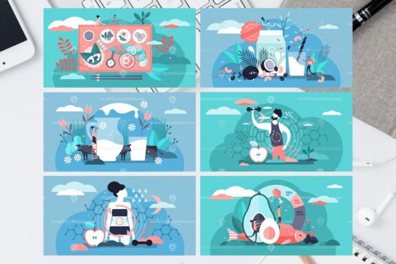 48 Healthy Diet Vector Illustrations Bundle - Image 13