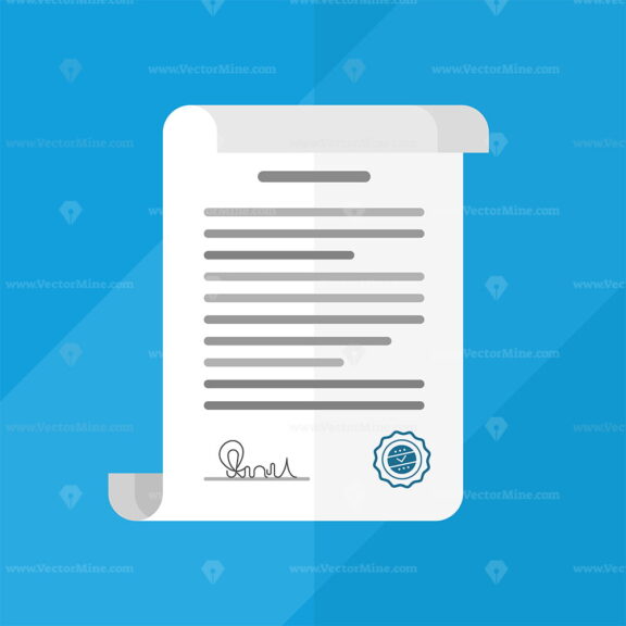 FREE Contractors license agreement signed and stamped document vector illustration