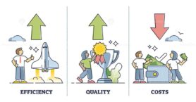Cost, efficiency and quality as production expenses optimization outline set