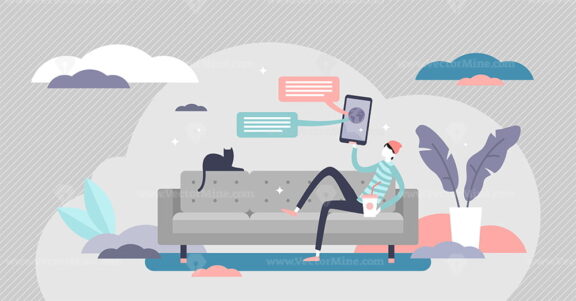 FREE Stay home and social distancing flat tiny persons concept vector illustration