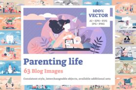 63 Parenting Life Vector Illustrations Bundle