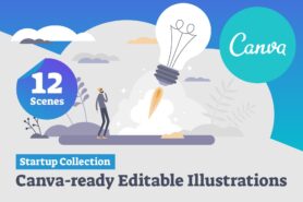 Canva-ready Startup Collection (12 Vector Illustrations)
