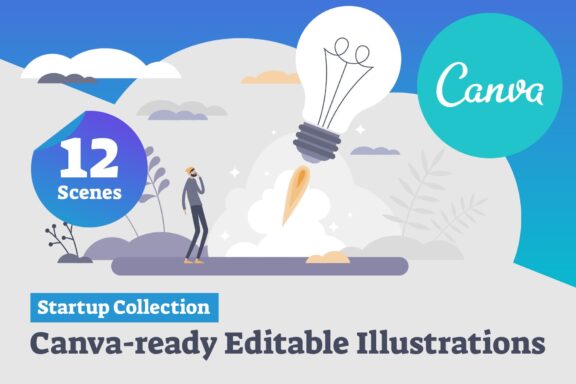 Canva-ready Startup Collection (12 Vector Illustrations)