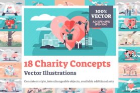18 Charity Concept Illustrations Bundle