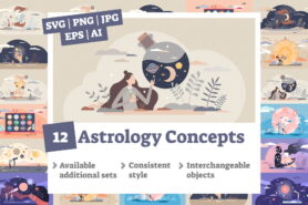 12 Astrology Illustrations Bundle