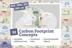 12 Carbon Footprint Illustrations Bundle