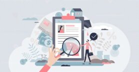 Credit report and financial rating evaluation for bank tiny person concept