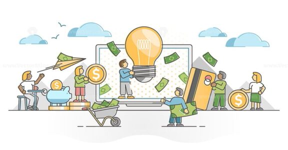 Crowdfunding financial investment for startup innovative idea outline concept