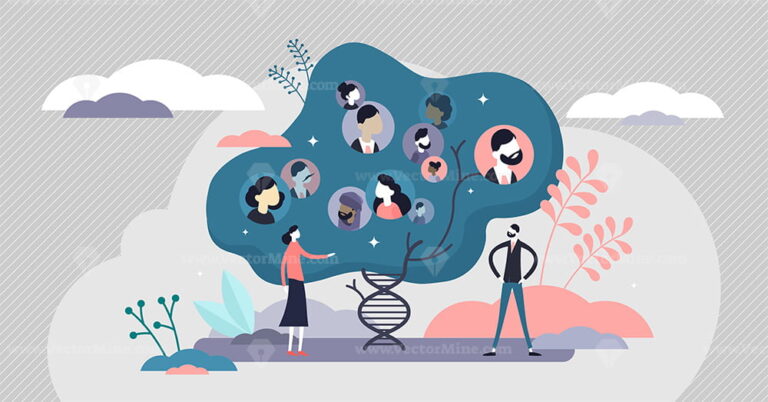 DNA genetic human family tree information research tiny persons concept