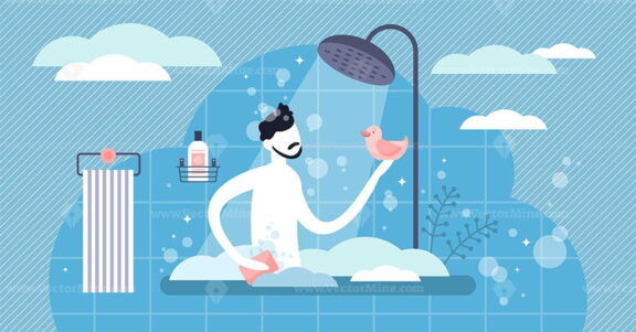 Daily life showering vector illustration
