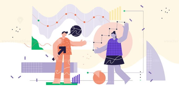 Data analysis abstract concept, modern flat cyberspace illustration