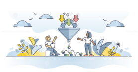 Data filter funnel for information sorting and optimization outline concept