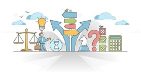Decision making as business development strategy choice outline concept