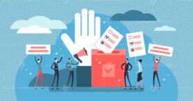 Flat tiny democracy vector illustration