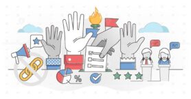 Democracy outline concept vector illustration