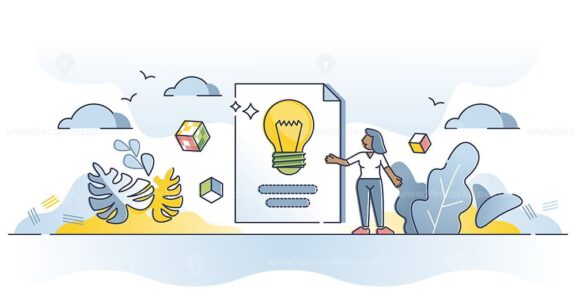 Discussion topic and bright idea presentation or description outline concept
