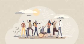 Diverse community with various different society groups tiny person concept