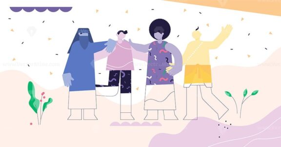 FREE Diversity modern abstract concept flat vector illustration