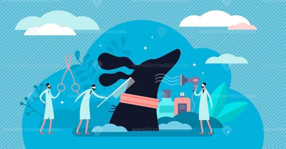 Dog grooming vector illustration
