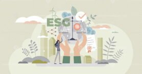 ESG as environmental social governance business model tiny person concept