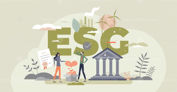 ESG environmental social governance as green strategy tiny person concept