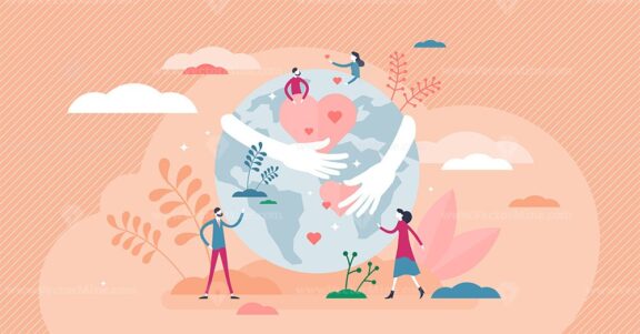 Earth hug vector illustration