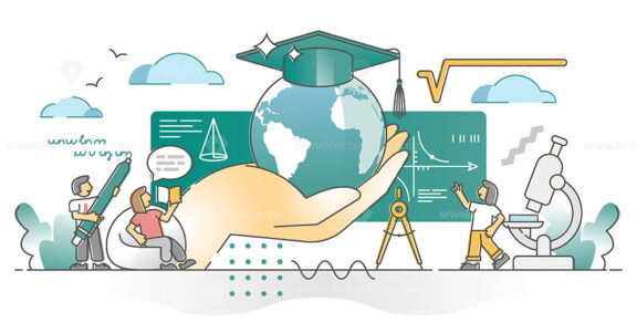 FREE Education and academic study learning for global skill degree outline concept