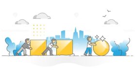 FREE Efficiency and productivity with work improvement and effort outline concept